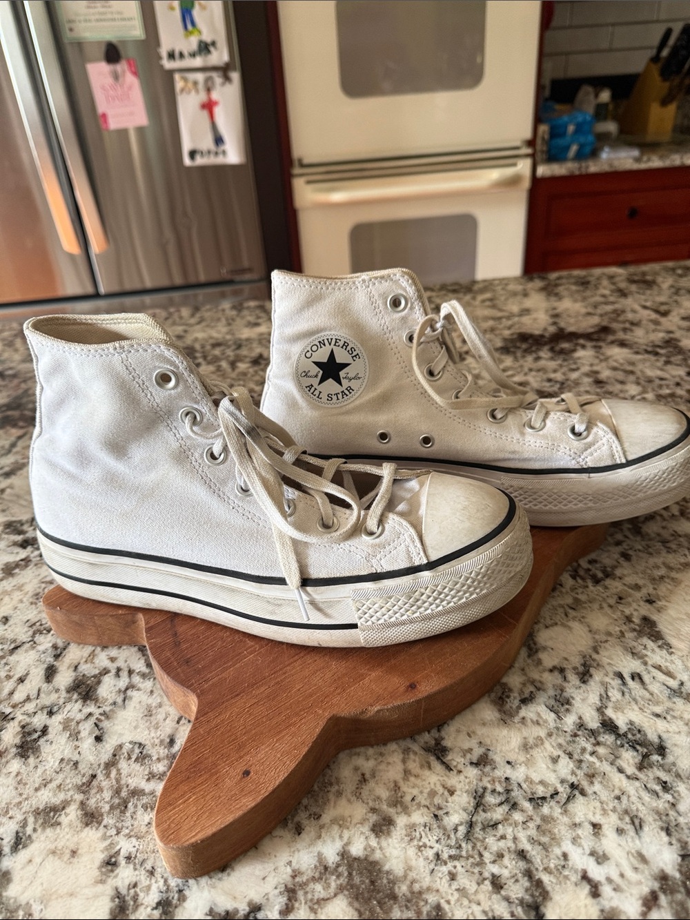 Converse White High Top Sneakers with Black Trim